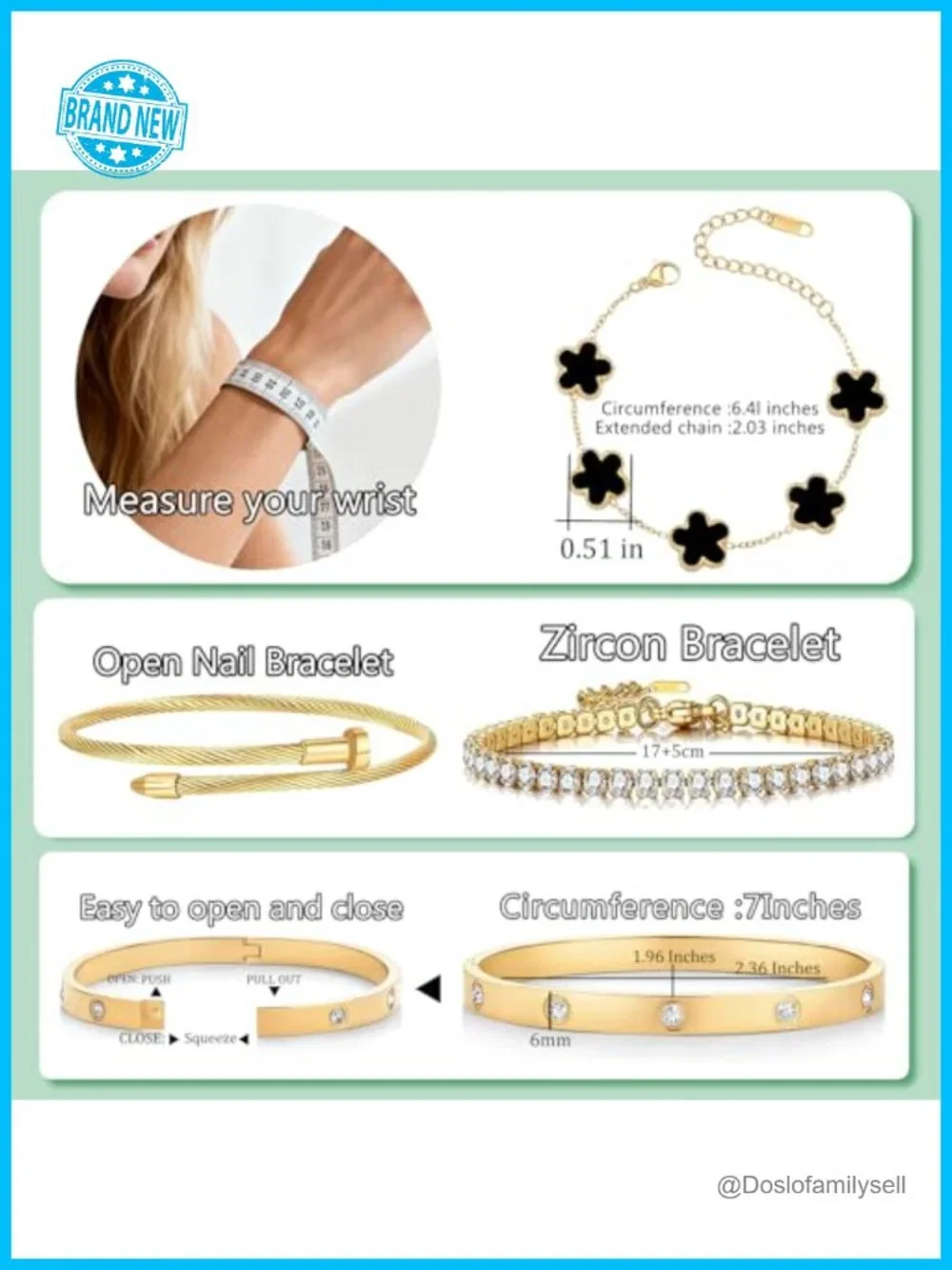 18K Gold Plated Women Tennis Bracelet Set Stackable Bangle Love CZ Bracelets